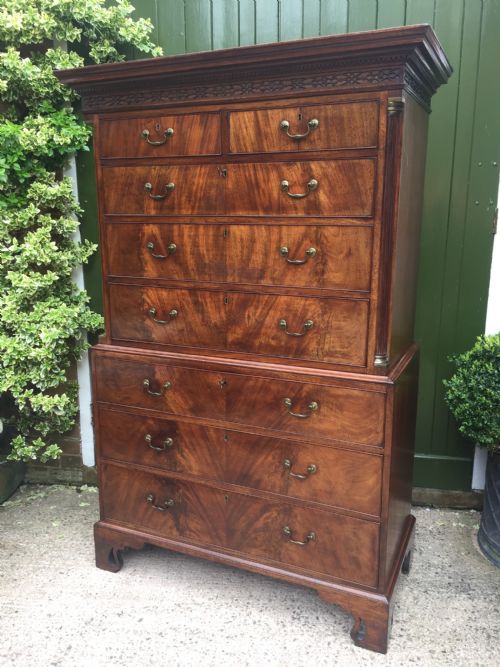 C18th George III Chippendale Period Mahogany Chest-on-chest or Tall-boy of Excellent Quality.