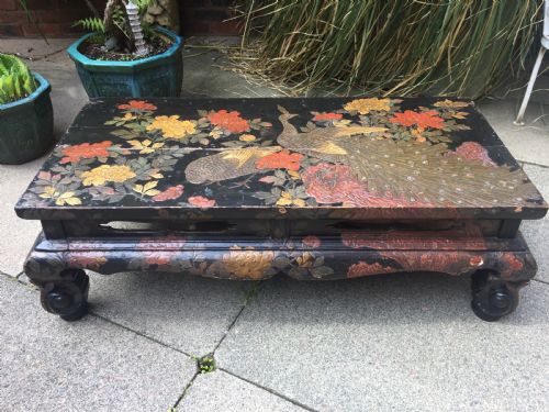 Early C20th Japanese Carved Lacquer Taisho Period Low Reception or Coffee  Table.