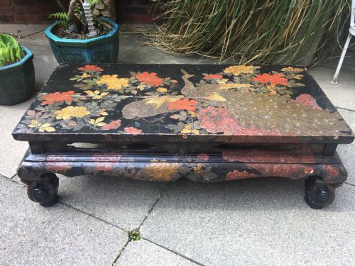 fig 1. Early C20th Japanese carved lacquer Taisho period low reception or coffee table.