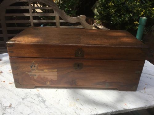 Small C19th Chinese Export Brass-bound Camphor Travelling Chest or Trunk .