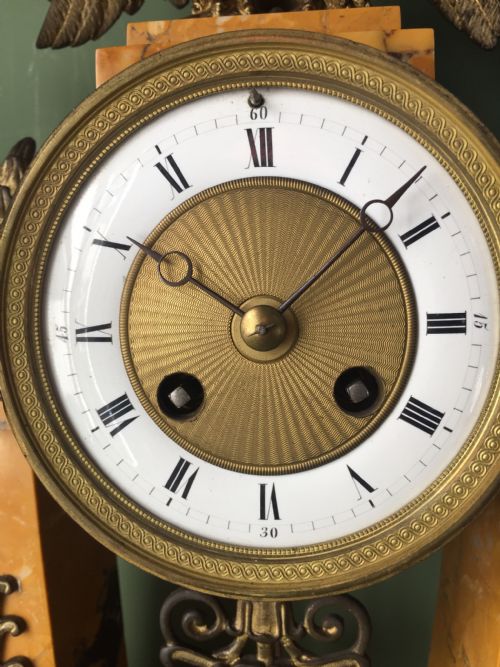 LATE C19TH FRENCH NAPOLEON III PERIOD EMPIRE STYLE SIENA MARBLE AND ORMOLU CLOCK GARNITURE - ADDITIONAL PHOTO 23