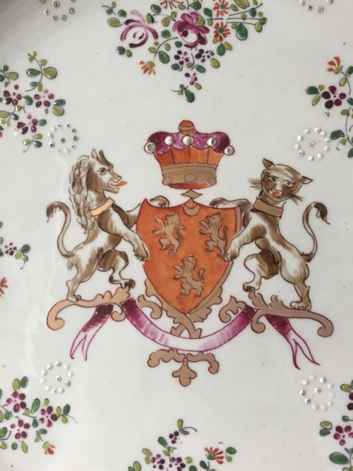 fig 2. Large mid C19th Armorial porcelain dish by Samson of Paris in the C18th Chinese export style.