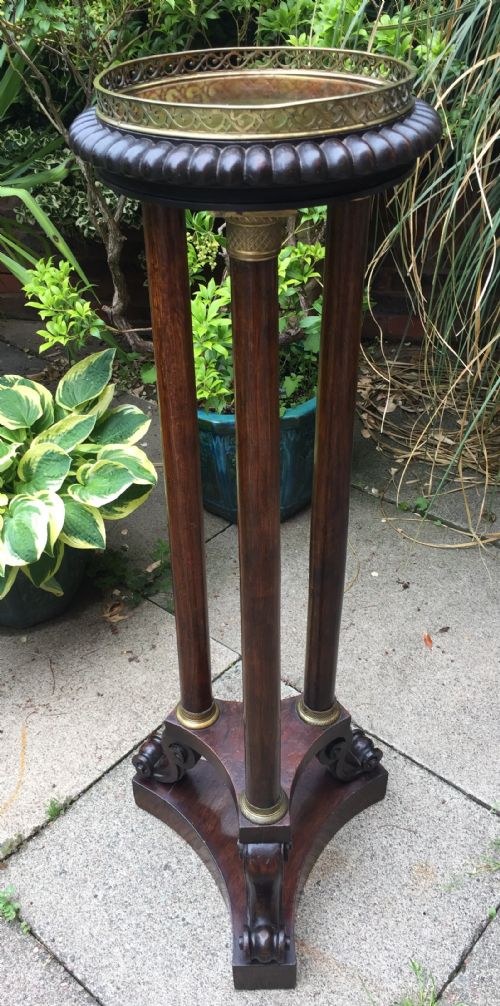 fig 1. Early C19th George IV period gilt-brass mounted rosewood torchere  of Empire design.