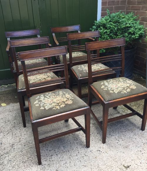 fig 2. Set of 6 late C18th George III period mahogany dining chairs.
