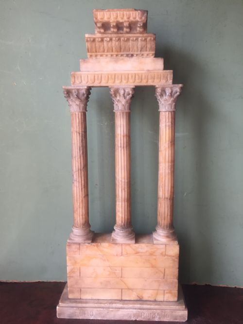 fig 1. Finely carved Italian late C19th alabaster 'Grand Tour' souvenir model of the Temple of Castor & Pollux .