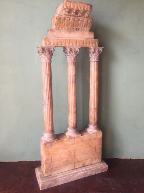 fig 2. Finely carved Italian late C19th alabaster 'Grand Tour' souvenir model of the Temple of Castor & Pollux .