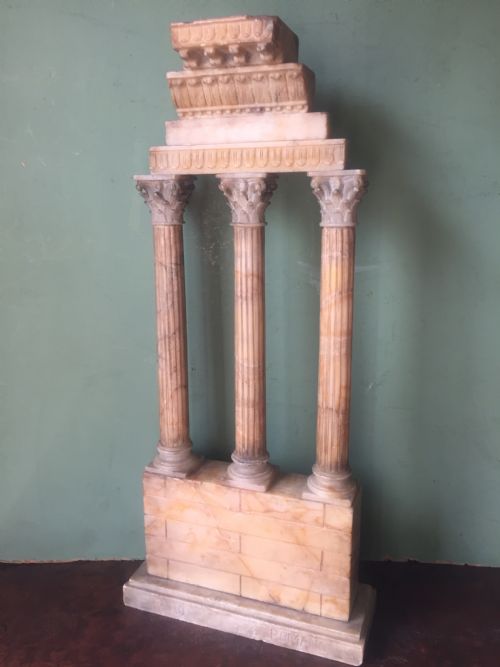 fig 3. Finely carved Italian late C19th alabaster 'Grand Tour' souvenir model of the Temple of Castor & Pollux .
