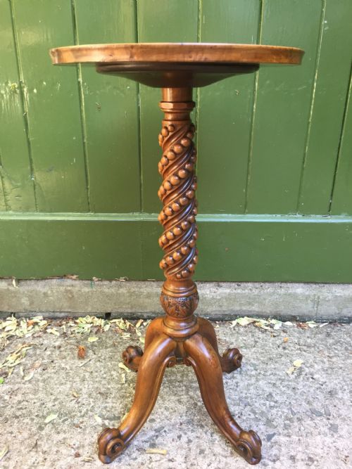 fig 2. Rare mid C19th olive-wood wine table or candle-stand on a quadruple support base.