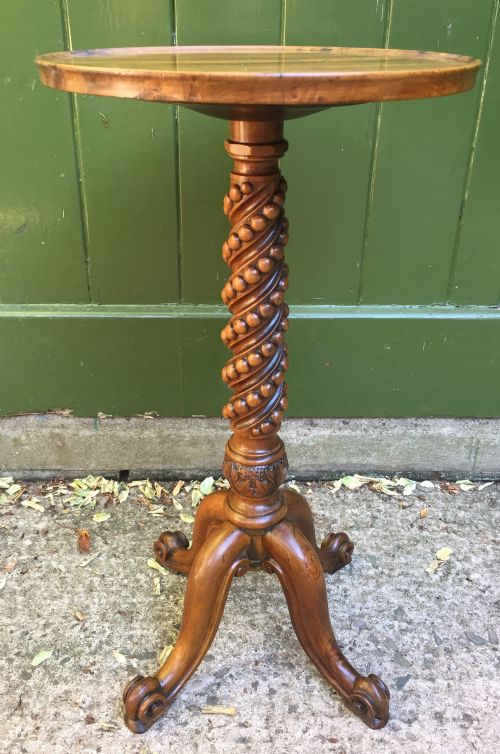 fig 1. Rare mid C19th olive-wood wine table or candle-stand on a quadruple support base.