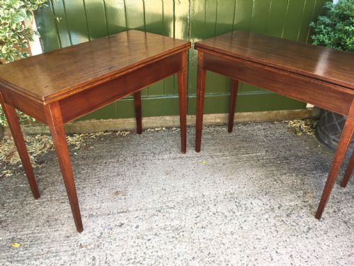 Pair of 'Matched' Late C18th George III Period Mahogany Fold-over Tea Tables of Elegant Design.
