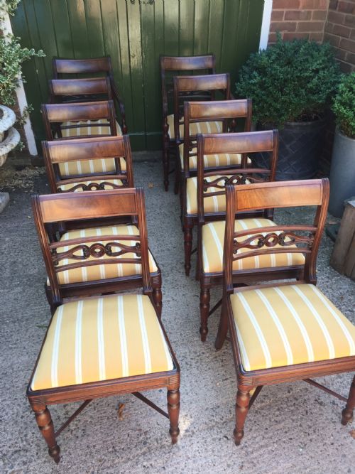 fig 3. Fine set of 10 early C19th Scottish Regency period mahogany dining chairs.