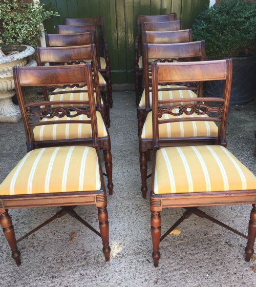Fine Set of 10 Early C19th Scottish Regency Period Mahogany Dining Chairs.