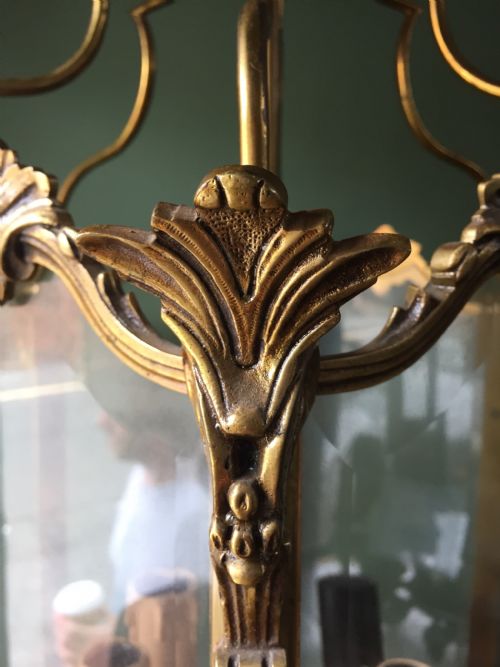 LATE C19TH FRENCH GILDED BRASS ROCOCO STYLE HEXAGONAL HANGING HALL LANTERN OF C18TH REGENCE PERIOD DESIGN - ADDITIONAL PHOTO 14