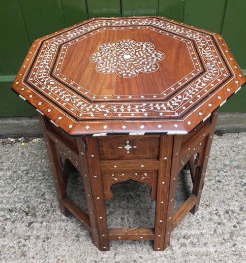 fig 1. Late C19th Anglo-Indian Hoshiarpur ivory inlaid octagonal shisham table.