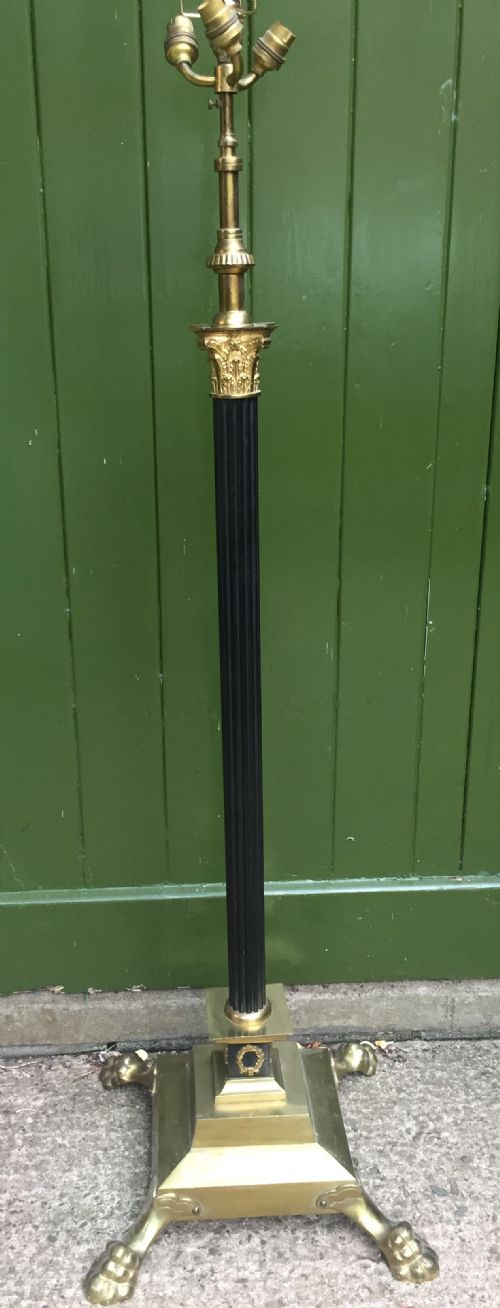 fig 1. Early C20th Empire style adjustable height reeded column standard lamp with Corinthian capital.