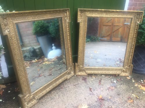 fig 1. Pair of early C19th Georgian revival gilt-framed mirrors in the manner of William Kent in the Palladian architectural style .