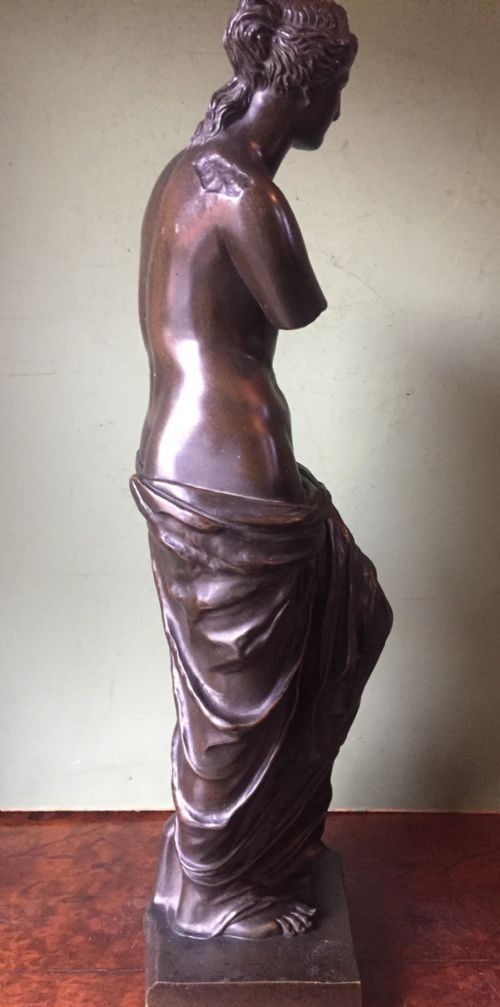 LATE C19TH FRENCH OR ITALIAN 'GRAND TOUR' SOUVENIR BRONZE REDUCTION OF THE 'VENUS DI MILO' - ADDITIONAL PHOTO 4