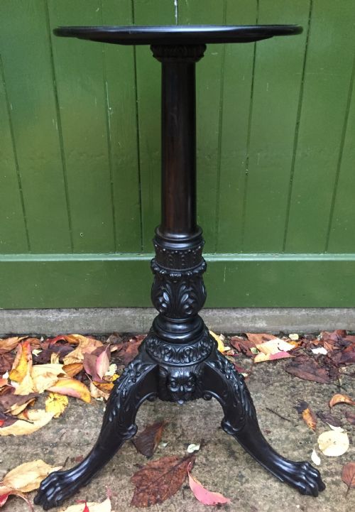 Rare Mid C19th Anglo-indian Carved Solid Ebony Candlestand of Outstanding Quality.