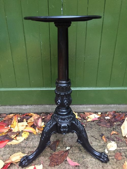 fig 1. Rare mid C19th Anglo-Indian carved solid ebony candlestand of outstanding quality.