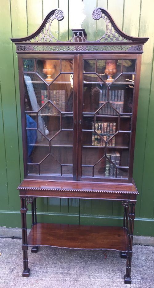 LATE C19TH CHIPPENDALE REVIVAL MAHOGANY ASTRAGAL GLAZED CABINETONSTAND - ADDITIONAL PHOTO 12