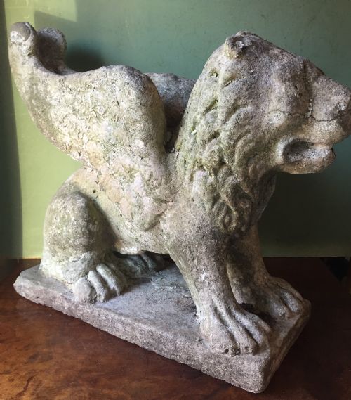 Early C20th Composition Stone Sculpture of a Winged Lion , Probably Depicting the Lion of St. Mark.