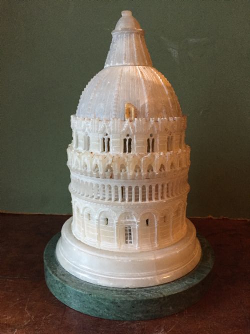 fig 1. C19th Italian carved alabaster 'Grand Tour' souvenir model of the Baptistery, Pisa , Italy.