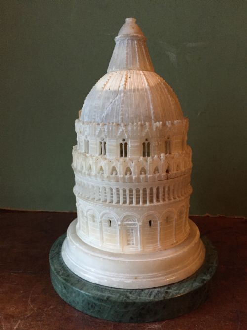 fig 2. C19th Italian carved alabaster 'Grand Tour' souvenir model of the Baptistery, Pisa , Italy.