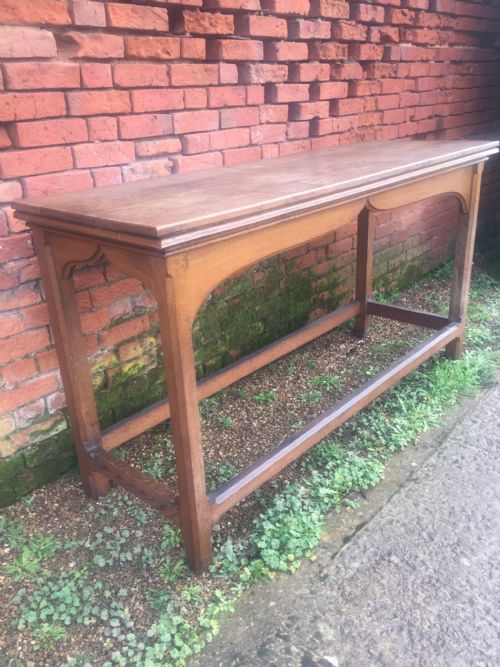 LATE C19TH EARLY C20TH OAK SERVING OR HALL TABLE OF REFORMED GOTHIC STYLE IN THE MANNER OF AWN PUGIN - ADDITIONAL PHOTO 9