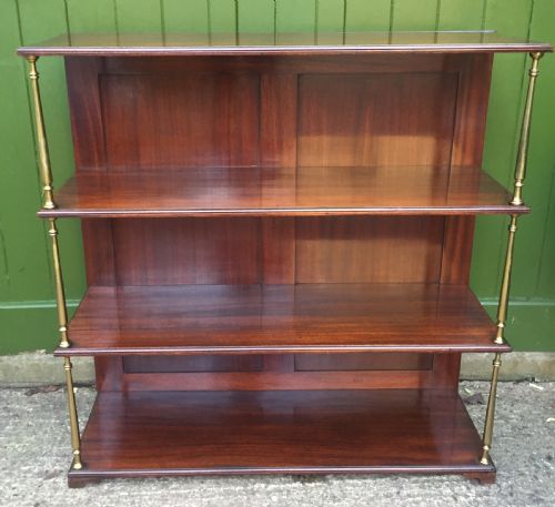 fig 1. Late C19th mahogany and brass column support 3-tier open book-shelves or display stand .