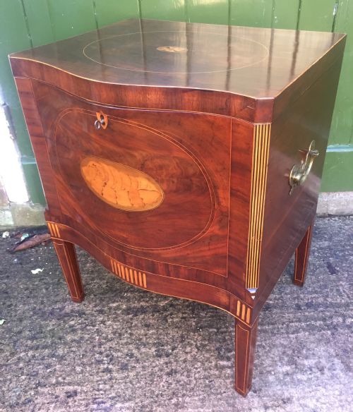 Late C18th George III Period Sheraton Design Mahogany Wine Cellarette with Box-wood and Satinwood Inlay.