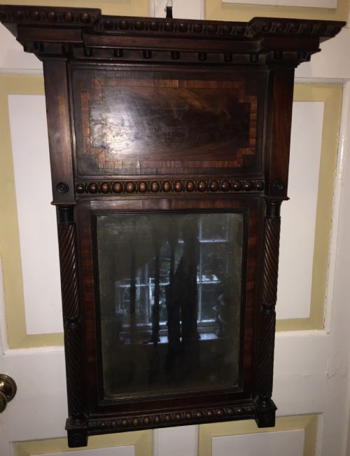 fig 1. Early C19th Regency period mahogany framed pier mirror of architectural inspiration.