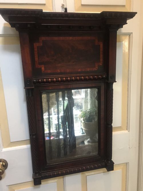 Early C19th Regency Period Mahogany Framed Pier Mirror of Architectural Inspiration.