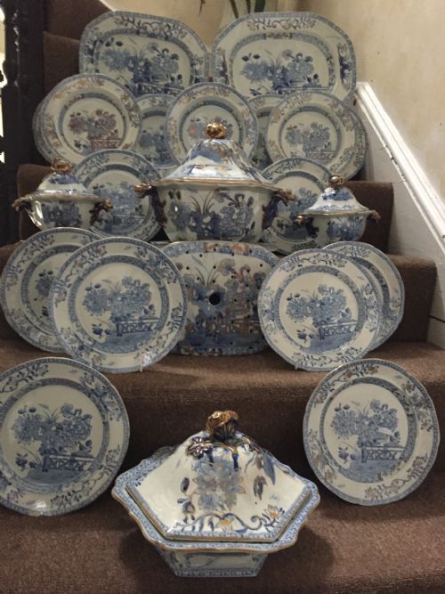 fig 1. Highly decorative mid C19th Mason's Ironstone china part dinner service.