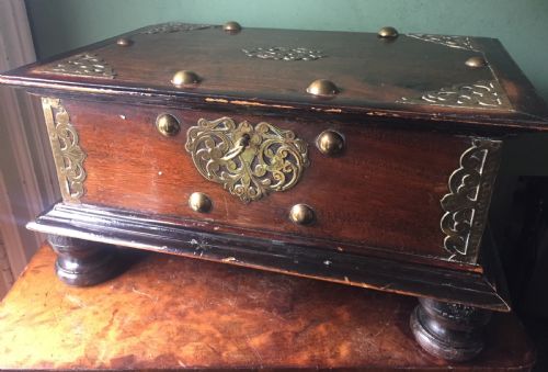 Late C18th /Early C19th Dutch East Indies Brass-mounted Hardwood Table Casket.