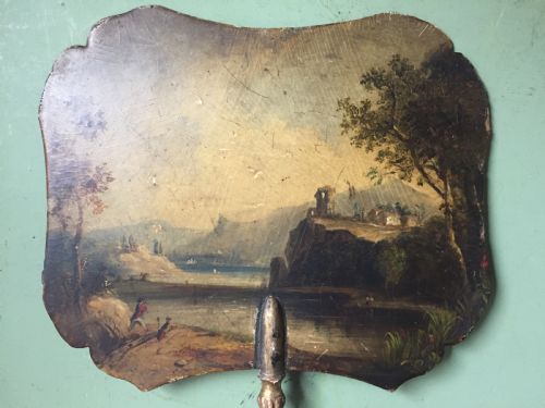 fig 1. Pair of early C19th Regency period papier-mâché hand-held ladies facial fire-screens.