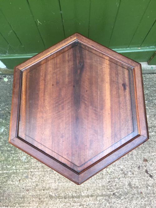 fig 1. Late C19th Chinese Qing Dynasty carved hardwood hexagonal lamp table or vase stand.