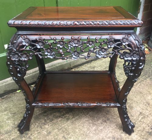 Late C19th Chinese Qing Dynasty Carved Hardwood Free-standing Low Centre Table or Display Stand.
