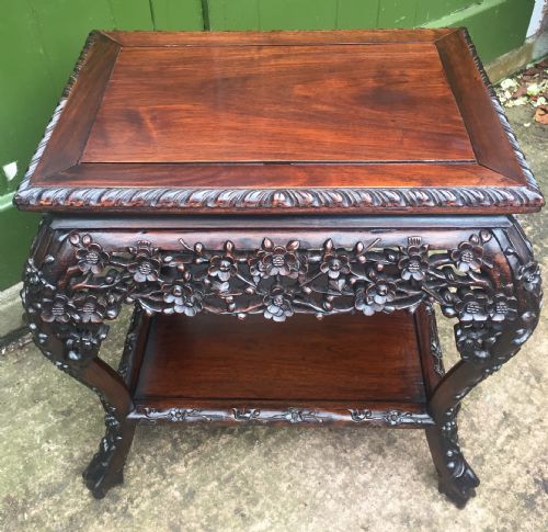 fig 1. Late C19th Chinese Qing Dynasty carved hardwood free-standing low centre table or display stand.