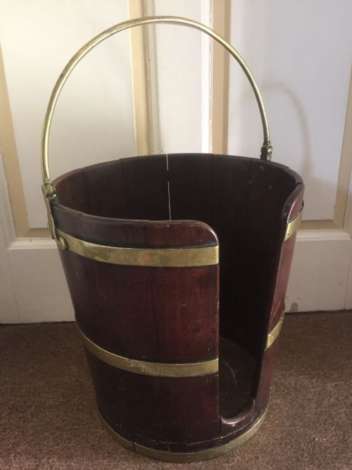 Late C18th George III Period Brass-bound Mahogany Plate-bucket.