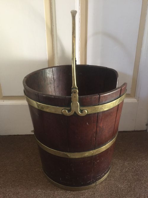 fig 2. Late C18th George III period brass-bound mahogany plate-bucket.