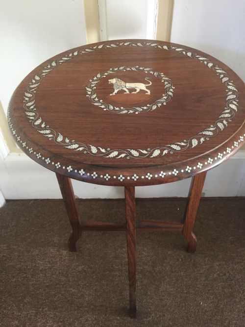 Early C20th Indian Ivory Inlaid Rosewood Occasional Table.