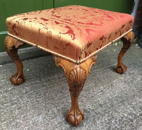 Late C19th/ Early C20th Walnut Cabriole Leg Stool of Early C18th Design.