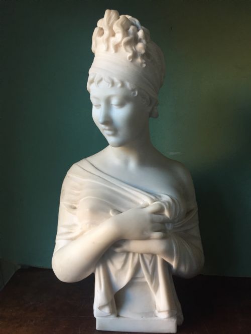 fig 1. C19th French carved marble bust of Madame Juliette Recamier , after the original study by Joseph Chinard.