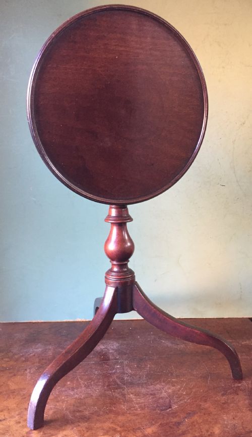 fig 1. Fine late C18th George III period miniature mahogany tripod-base dish-top table.