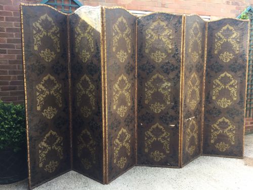 Large and Impressive Late C19th 'Country-house' Hinged and Folding 6-Panel Room Divider or Screen .