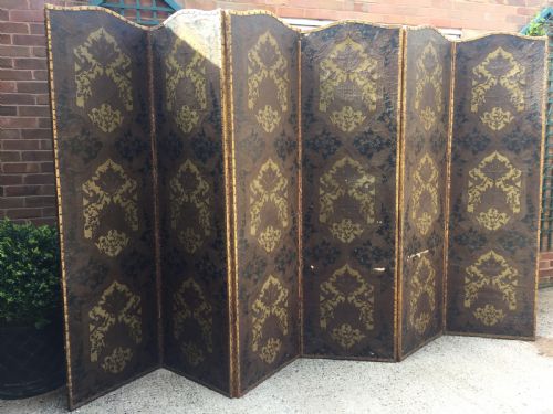 fig 1. Large and impressive late C19th 'country-house' hinged and folding 6-panel room divider or screen .