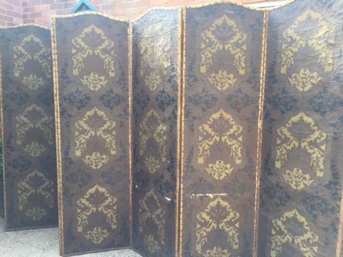 fig 2. Large and impressive late C19th 'country-house' hinged and folding 6-panel room divider or screen .