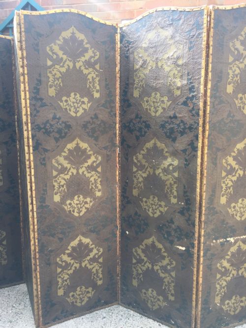 fig 3. Large and impressive late C19th 'country-house' hinged and folding 6-panel room divider or screen .