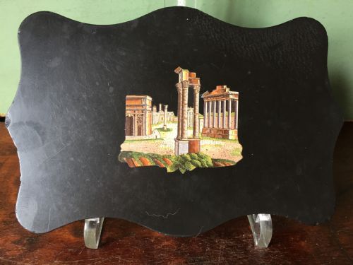 Fine Late C19th Italian 'Grand Tour' Souvenir Marble Paperweight with Micro-mosaic Panel .