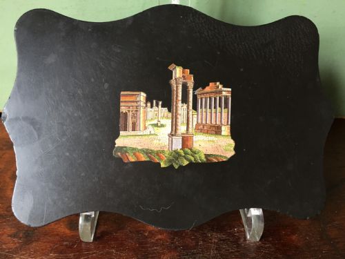 fig 1. Fine late C19th Italian 'Grand Tour' souvenir marble paperweight with micro-mosaic panel .